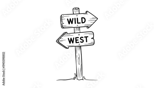 A wild west signpost illustration pointing to adventure and freedom