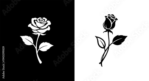 Monochromatic elegant rose flower vector art for timeless graphic designs