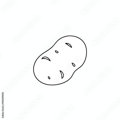 Minimalist outline of a single potato with multiple small eyes or dimples