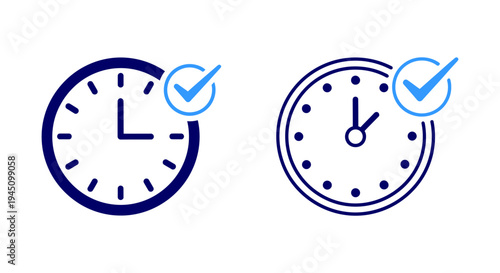 Clock icons with checkmarks, representing time management and task completion