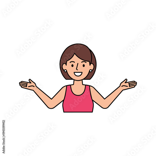 A cartoon woman with her arms outstretched
