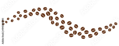 Coffee beans icon. Wave border background, roasted caffeine, menu vector symbol isolated on white background
