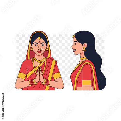 Two indian women wearing traditional sarees