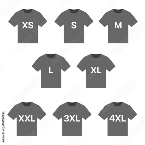 Conjunto de Tamanhos de Camisetas design vetor