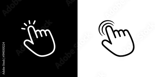 Interactive Hand Cursor Click or Tap Icons for Digital Interface Design