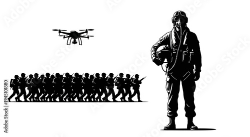 Soldier Pilot Drone Military Squad Formation Technology Warfare