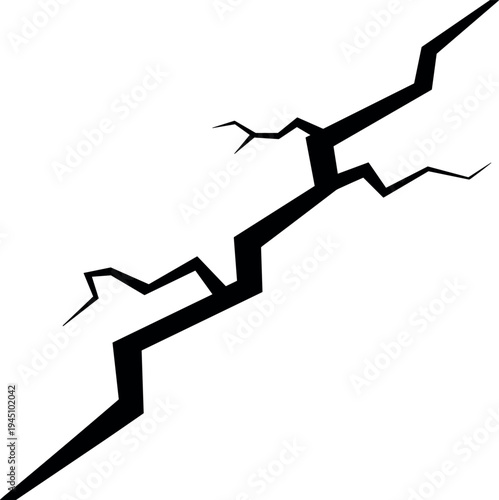 Cracked ground fissure silhouette earthquake fault line disaster vector illustration isolated