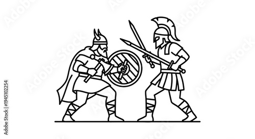 Viking Warrior vs Roman Soldier: Ancient Battle Illustration