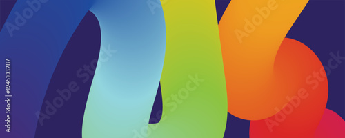 colorful abstract shapes and curves in blue green and orange hues