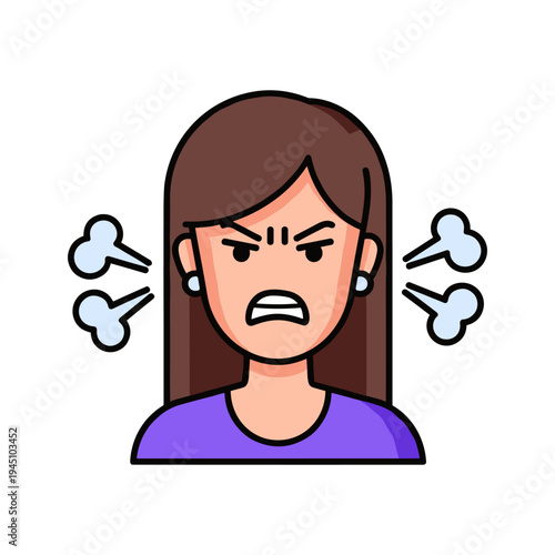 A cartoon woman with a furious expression on her face