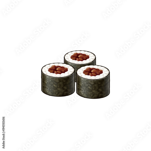 Kanpyo Maki Dried Gourd Sushi Roll Illustration Isolated on White Background Japanese Food