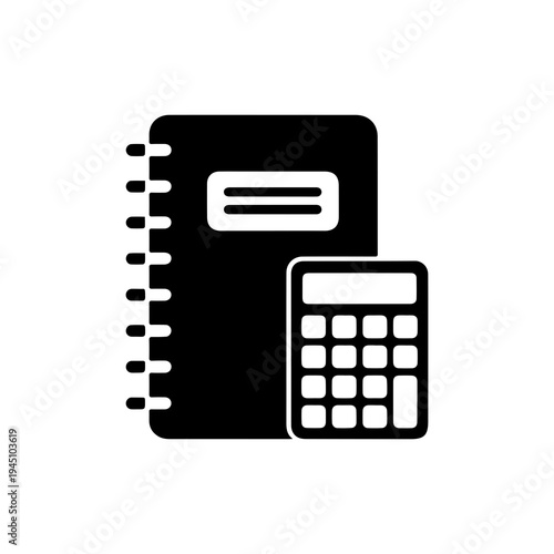 Notebook and Calculator Icon, Academic Study Tools