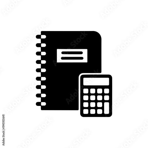 Notebook and Calculator Icon, Study Tools Symbol