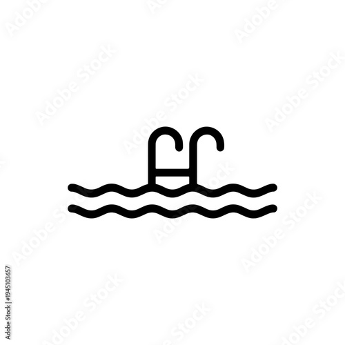 Swimming Pool Icon, Minimalist Water Recreation Symbol