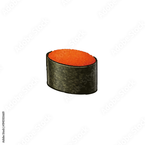Tobikko Flying Fish Roe Sushi Illustration Isolated on White Background Japanese Food