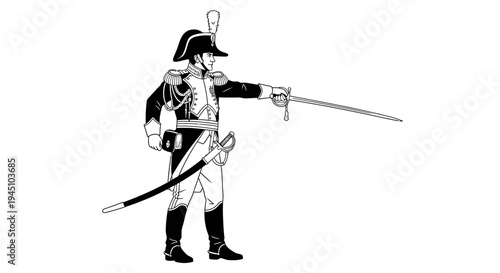 19th Century French Cavalry Officer with Sword and Saber, Uniform, Military History