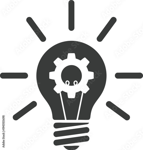 Innovative idea light bulb with gear icon