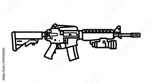 Assault Rifle Line Art Icon Vector Illustration