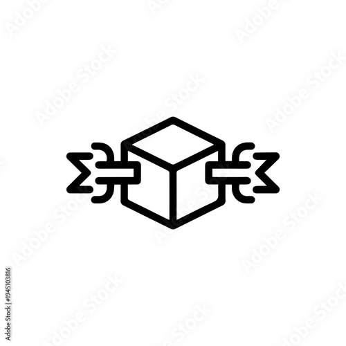 Blockchain Cube Icon, Decentralized Network Symbol