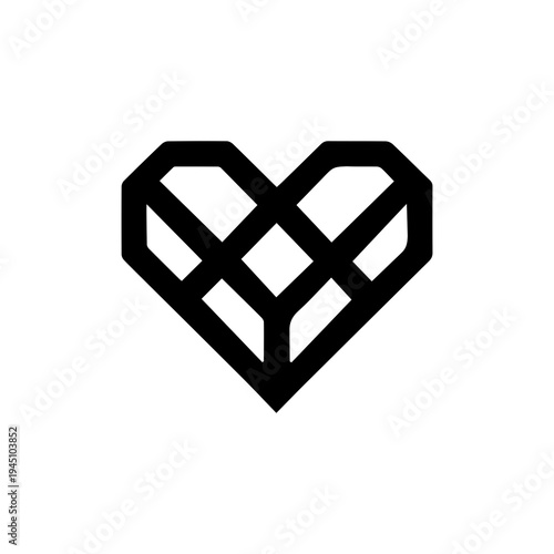 Geometric Heart Illustration, Polygon Lattice Heart Design