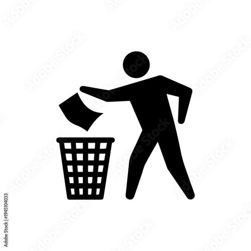 Waste Disposal Icon, Trash Bin Symbol
