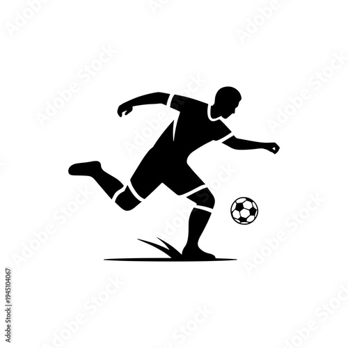Soccer Player Silhouette Kick, Dynamic Football Action Graphic