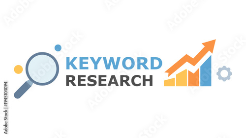 Keyword Research Concept with Magnifying Glass and Growth Chart