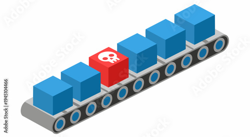 Cyber Security Threat Detection: Minimalist 3D Malware Symbol in Data Pipeline