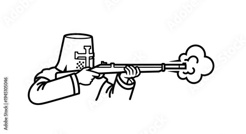 Crusader Knight Firing Rifle with Smoke Cloud