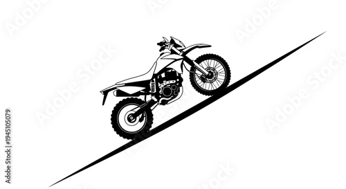 Dirt Bike Rider Ascending Steep Slope, Extreme Off-Road Motorcycle Adventure