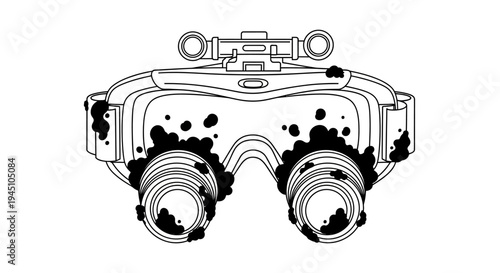 Dirty Night Vision Goggles, Military Equipment, Obscured Vision, Grungy, Tactical Gear