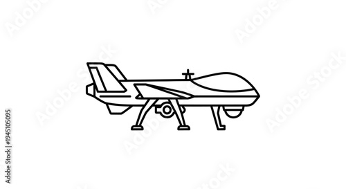 Drone Aircraft Outline Icon, Military Unmanned Aerial Vehicle, Technology Symbol