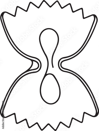Farfalle pasta bowtie shape outline icon vector graphic