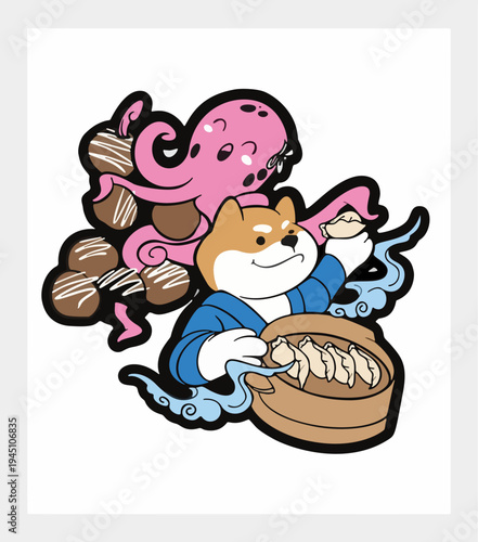 dimsum and takoyaki mural