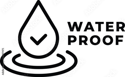 Waterproof icon with a checkmark in a drop of water