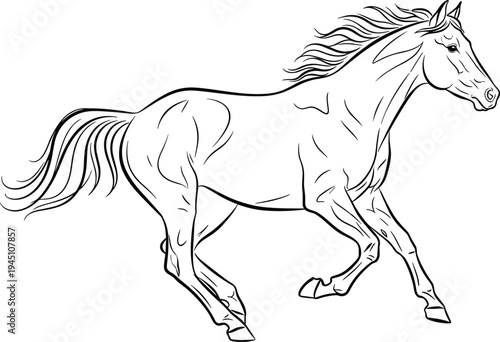 Graceful galloping horse captured in a flowing line drawing style