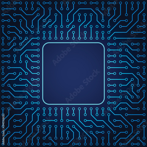 Artificial intelligence processor on blue background