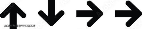 arrow direction icon set, up down right arrows symbol collection navigation pointer signs black simple interface illustration