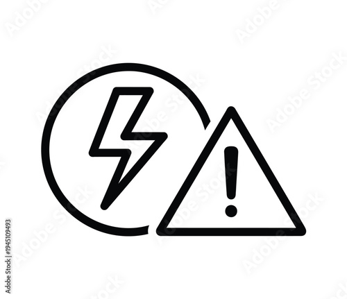 Symbol representing electrical hazard warning and danger with lightning bolt and exclamation mark