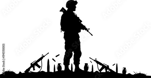 silhouette of a soldier with a rifle