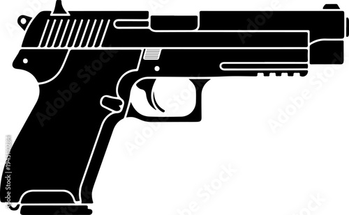 Military Grade Handgun Silhouette Icon for Defense and Combat
