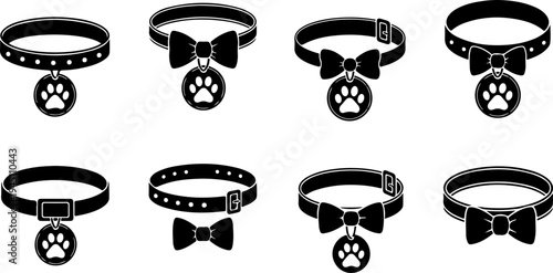 Dog collar silhouette illustration set   