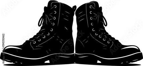 Army Boots Silhouette Vector Set