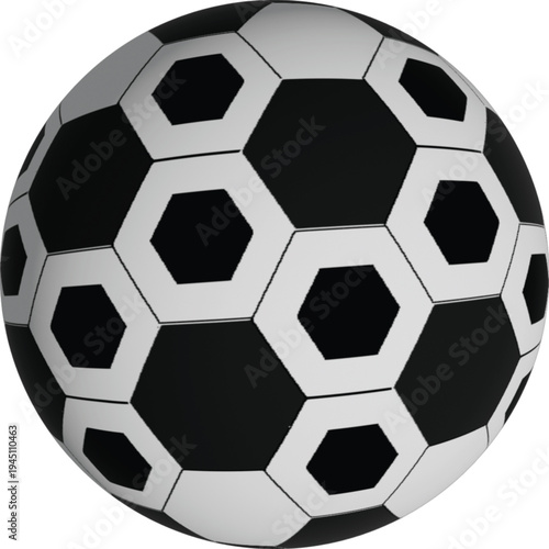 Classic black and white hexagonal patterned soccer ball design

