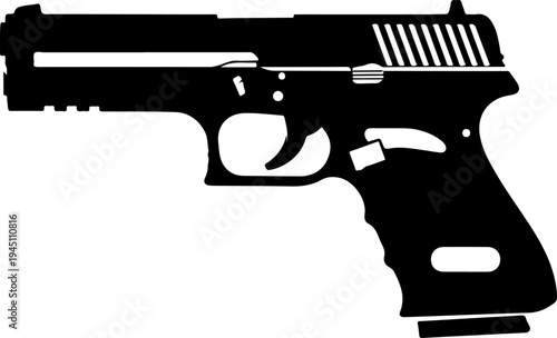Military Grade Handgun Silhouette Icon for Defense and Combat