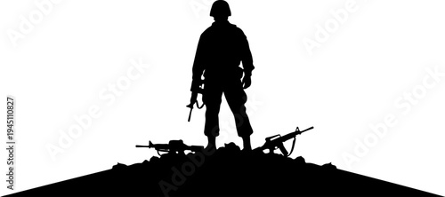 silhouette of a soldier with a rifle