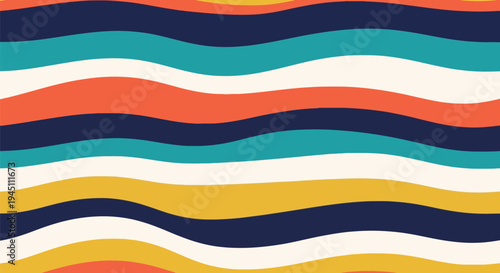Retro Wavy Lines Vector Pattern in Vibrant Colors for Modern Seamless Backgrounds