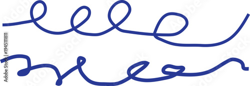 Blue curly line pattern with playful looping strokes. Abstract continuous squiggle design with flowing curves. Minimal modern graphic element for decoration, backgrounds, and creative design. 