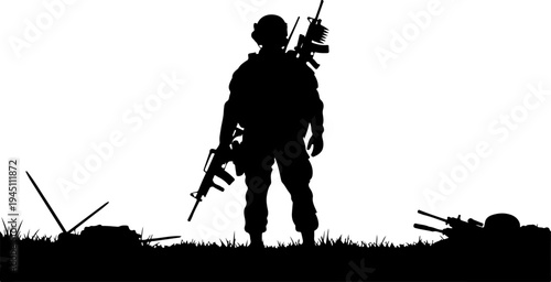 silhouette of a soldier with a rifle