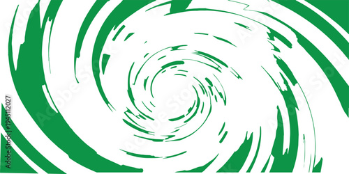 Abstract green spiral vortex background with dynamic swirl motion. Bold rotating whirl pattern with strong flowing curves. Modern graphic texture for posters, wallpapers, and creative design. 